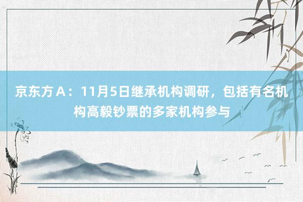 京东方Ａ：11月5日继承机构调研，包括有名机构高毅钞票的多家机构参与