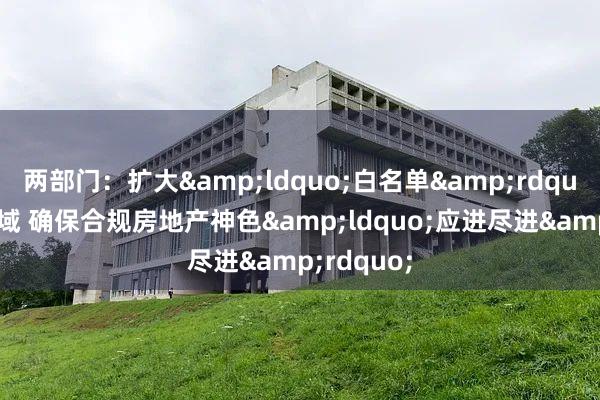 两部门：扩大&ldquo;白名单&rdquo;粉饰领域 确保合规房地产神色&ldquo;应进尽进&rdquo;